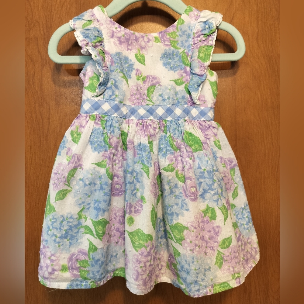 Tommy Bahama Coquette Floral Gingham Plaid Easter Ruffle Bow Babygirl Dress 6-9M
